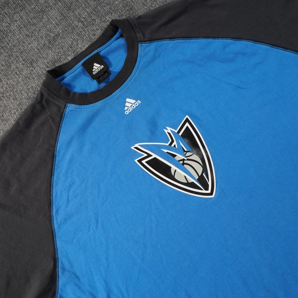 Adidas T-Shirt Dallas Mavericks Mens 2XL Blue Black Short Sleeve 100% Cotton